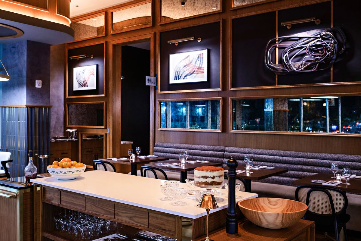 Dirty Rascal includes bar and banquette seating at the Thompson Hotel in Atlanta.