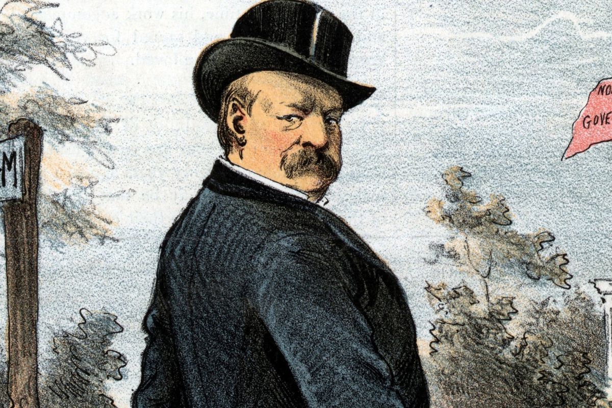 An illustration of Grover Cleveland, looking suspicious.