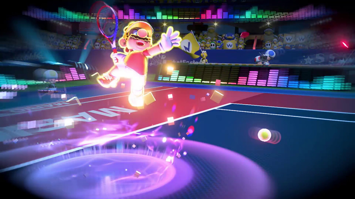 Mario Tennis Aces - Mario powers up a shot