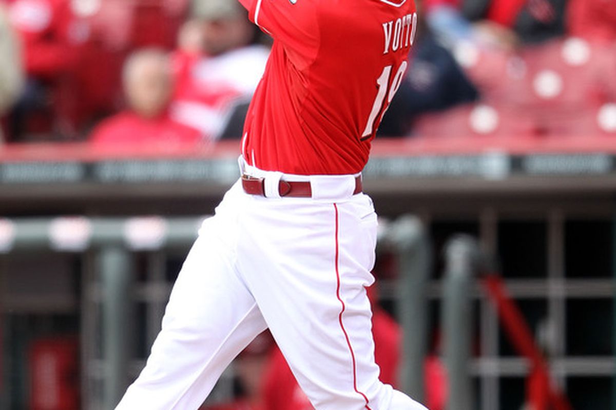 CINCINNATI, OH - MAY 04:  Joey Votto #19 of the Cincinnati Reds swings at a pitch during the game against the Houston Astros at Great American Ball Park on May 4, 2011 in Cincinnati, Ohio.  (Photo by Andy Lyons/Getty Images)