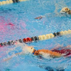 Swimmers compete at the 4A girls swimming state meet at the South Davis Recreation Center in Bountiful on Saturday, Feb. 13, 2021.