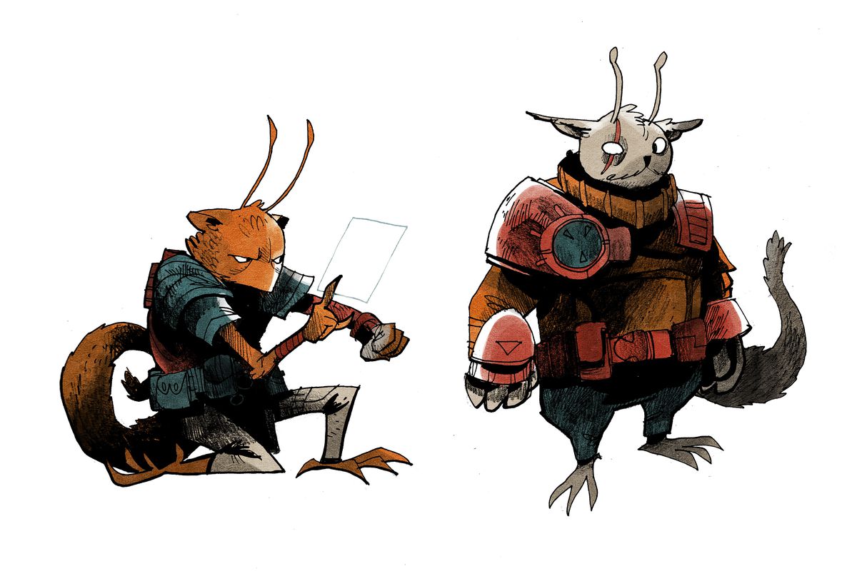 Two furry fellows with antennae and tails.