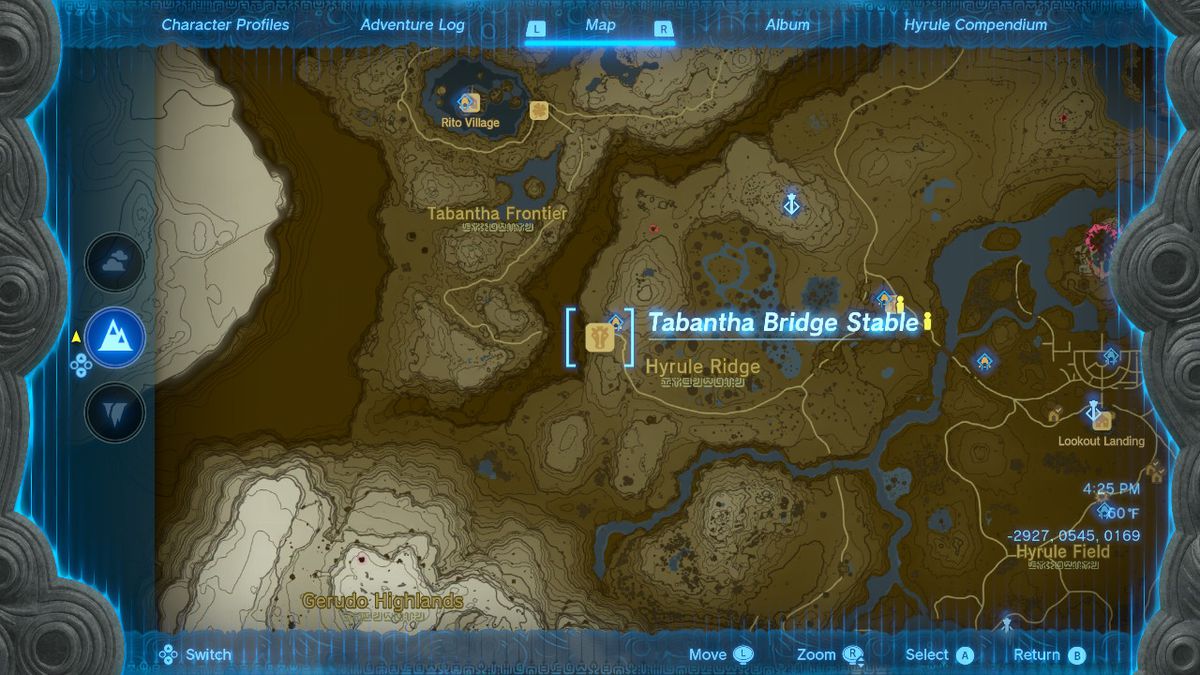 Map of the Tabantha Bridge Stable location