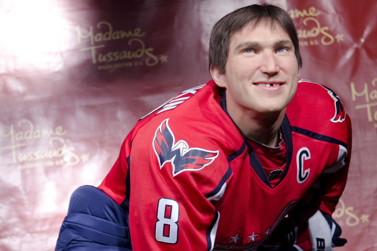 WASHINGTON, DC - OCTOBER 24:  The wax figure of Alex Ovechkin #8 of the Washington Capitals during its unveiling at Madame Tussauds on October 24, 2011 in Washington, DC.  (Photo by Kris Connor/Getty Images)