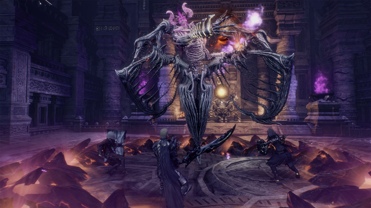 Jack and allies battle the Lich in a screenshot from Stranger of Paradise: Final Fantasy Origin