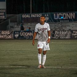 The Boston College Eagles take on the UConn Huskies in a men’s college soccer game at Morrone Stadium in Storrs, CT on October 16, 2018.