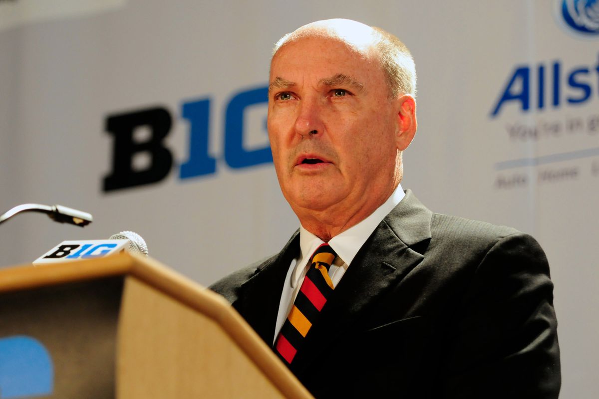 July 26, 2012; Chicago, IL, USA; Big Ten commissioner Jim Delany speaks during the Big Ten media day at the McCormick Place Convention Center. Mandatory Credit: Reid Compton-US PRESSWIRE