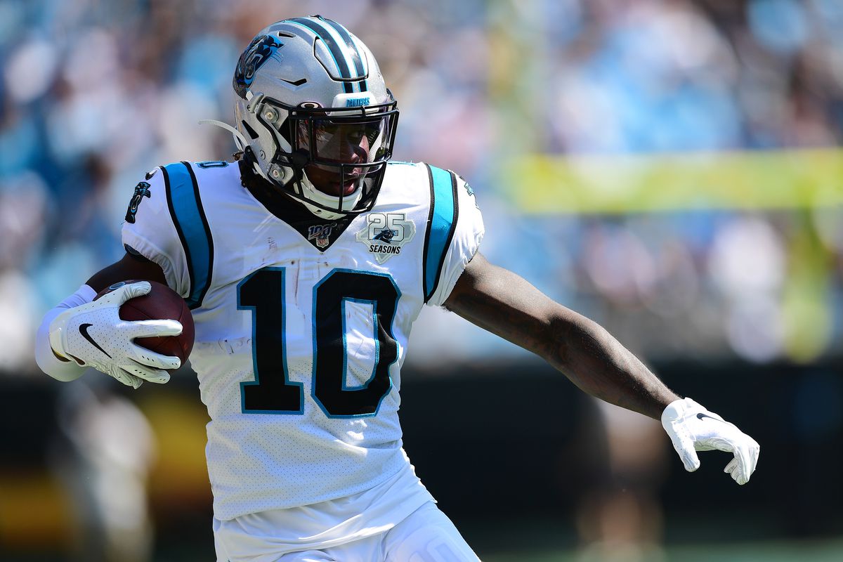 Curtis Samuel of the Carolina Panthers during their game against the Los Angeles Rams at Bank of America Stadium on September 08, 2019 in Charlotte, North Carolina.