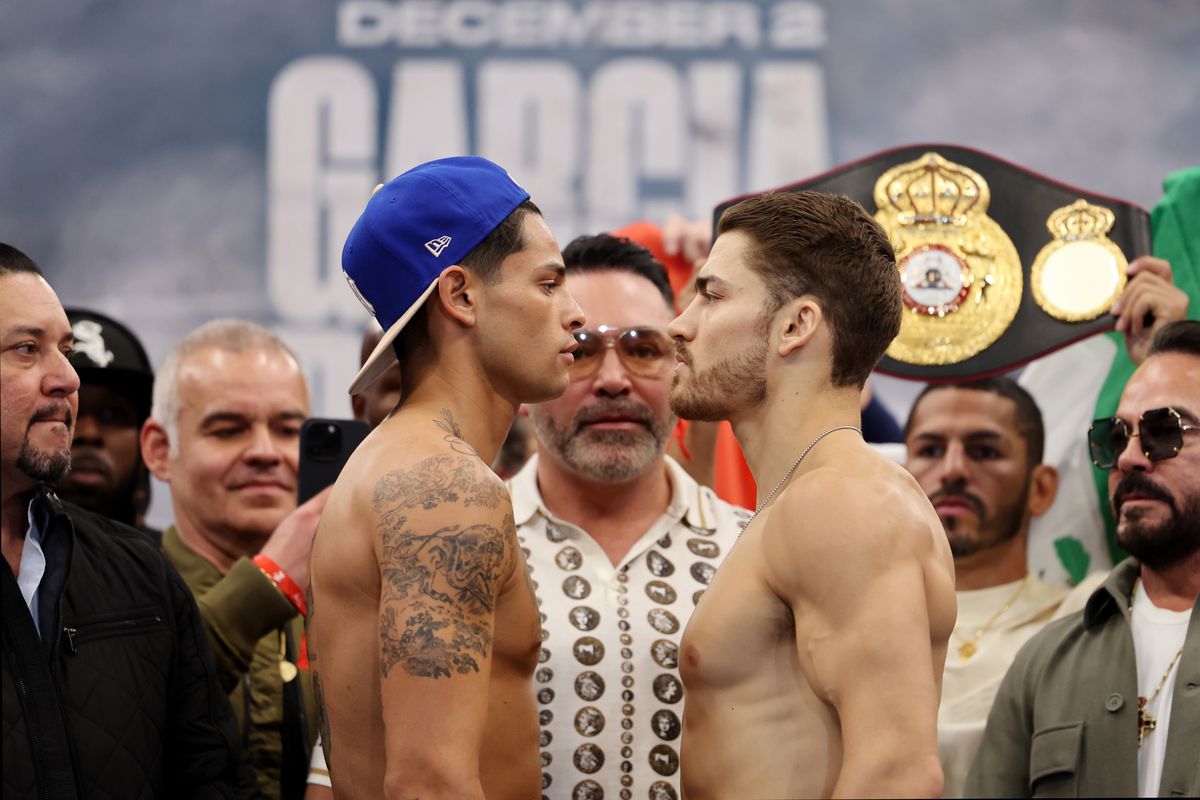 Ryan Garcia and Oscar Duarte face off at the weigh-in