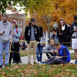 Students gather near the scene of an attack on the campus at Ohio State University on Monday, Nov. 28, 2016, in Columbus, Ohio. 