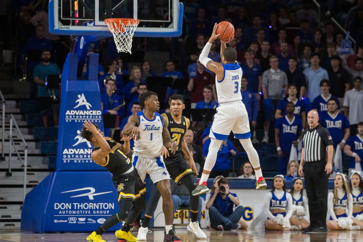 Tulsa Golden Hurricane guard Elijah Joiner shoots during the first half of the game agains the Wichita State Shockers at Reynolds Center