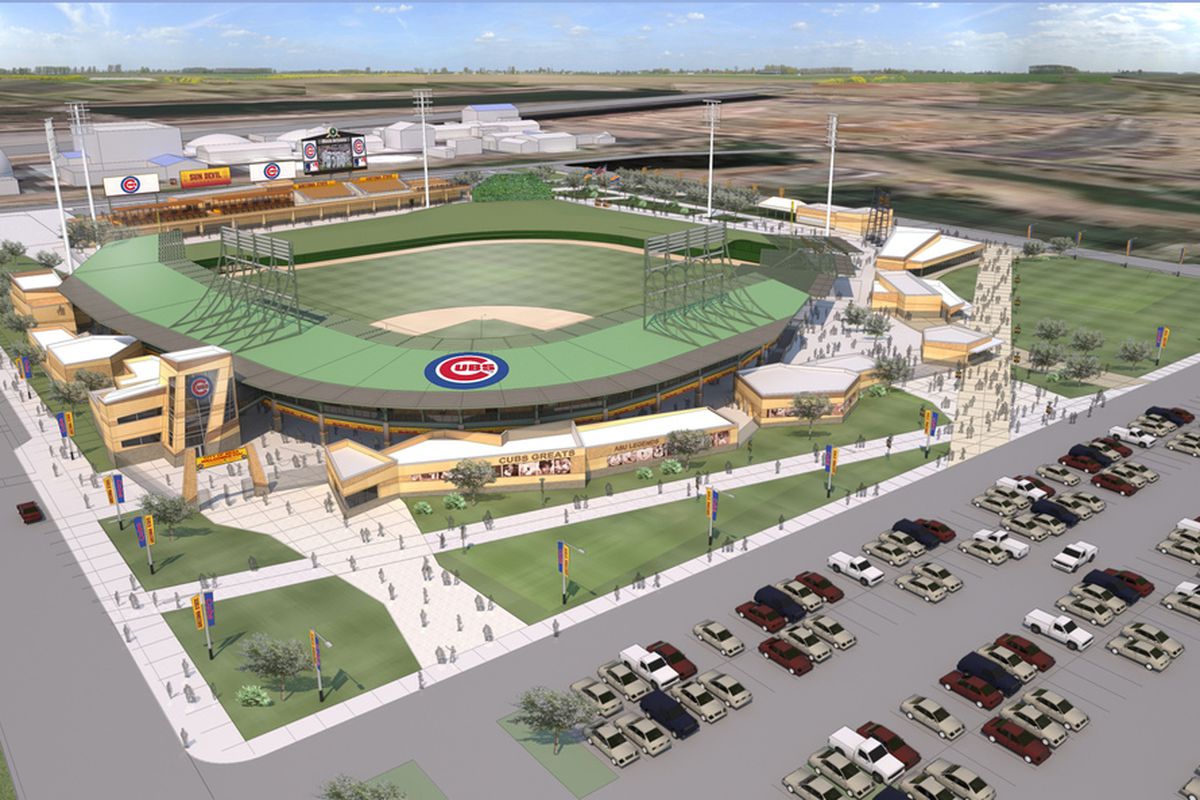 Aerial view rendering of Cubs/ASU facility.