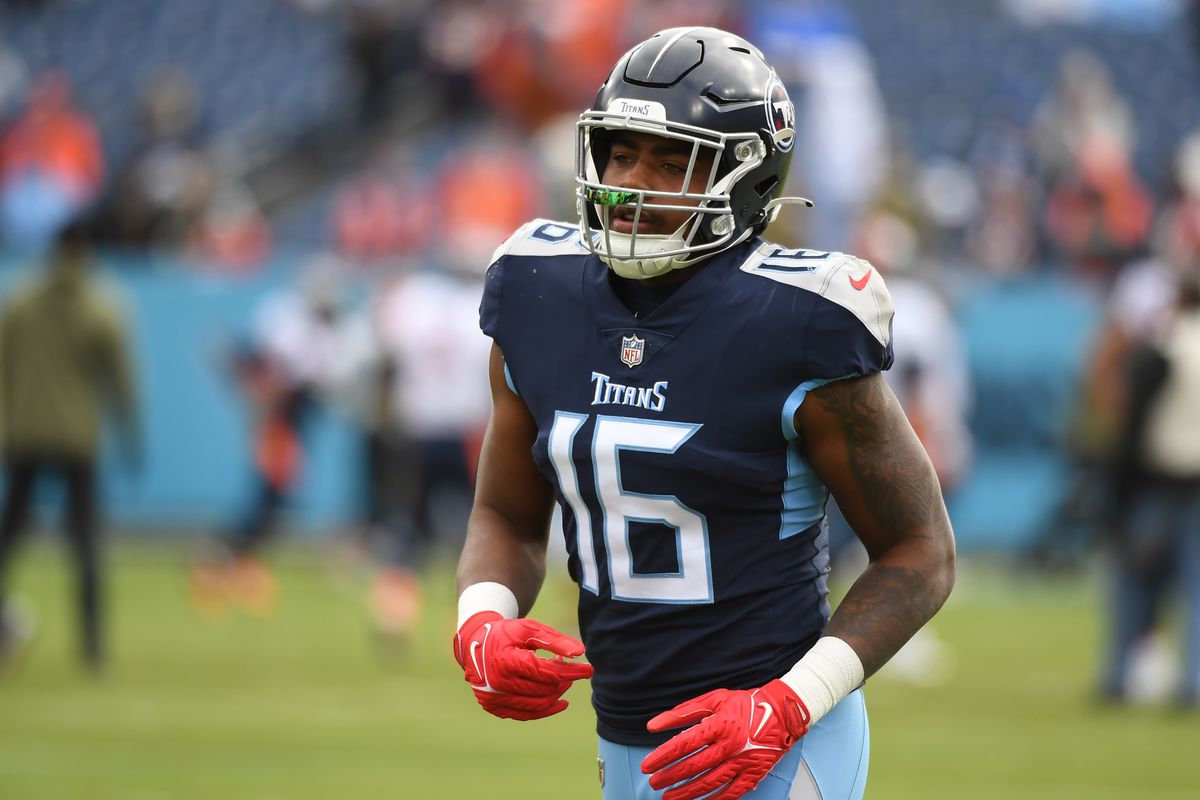 Tennessee Titans wide receiver Treylon Burks (16) warms up before the game against the Denver Broncos at Nissan Stadium