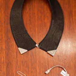 Collar, Sara Cooper + Kaia ($120); Safety Pin Earring, Passerine (from $60); Bone Bracelet, Ayaka Nishi