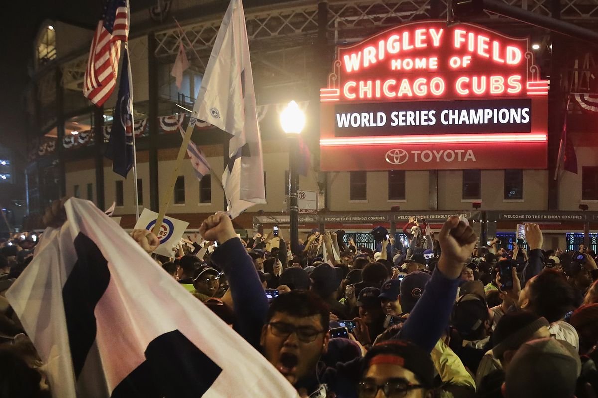 Chicago Cubs Fans Gather To Watch Game 7 Of The World Series Against The Cleveland Indians