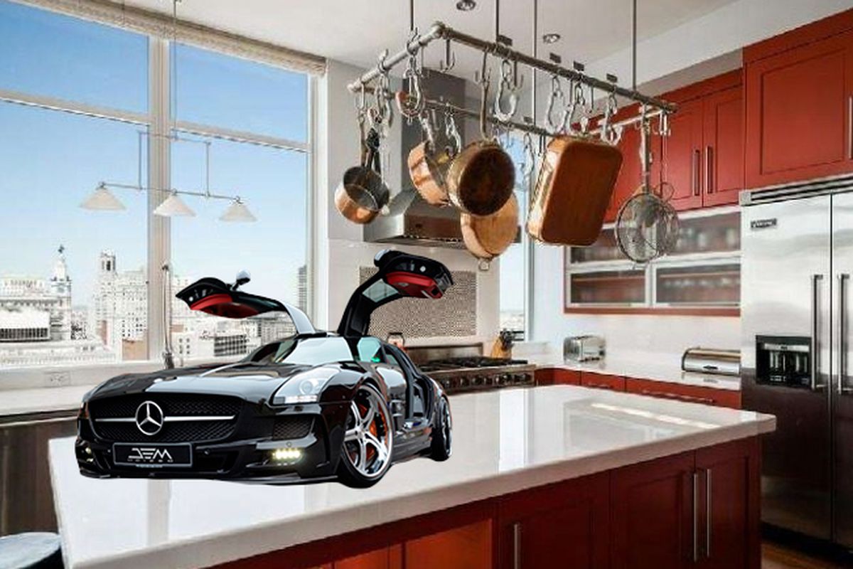 Yeah, no. This is not the actual Mercedes. But it is the actual kitchen.