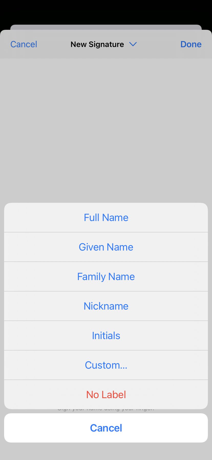 You can label your saved signature.