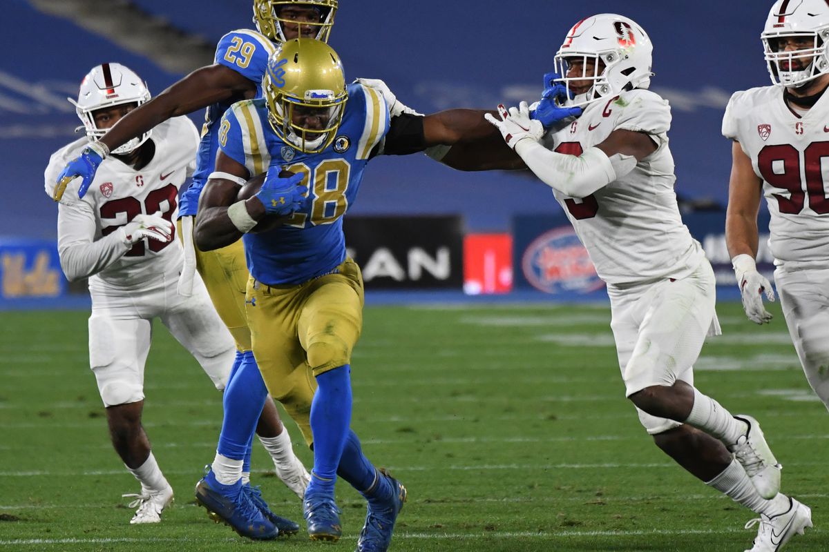 Stanford Cardinal defeated the UCLA Bruins 48-47 in overtime during a NCAA Football game at the Rose Bow.