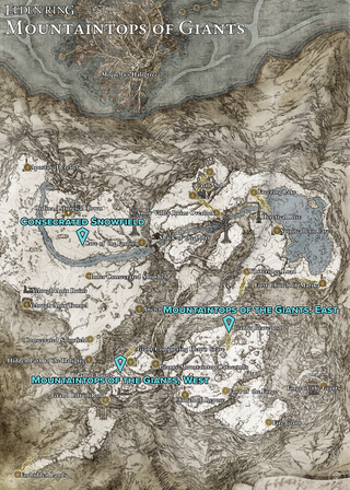 Карта, показваща планините на Giants Map Fragment STELE места