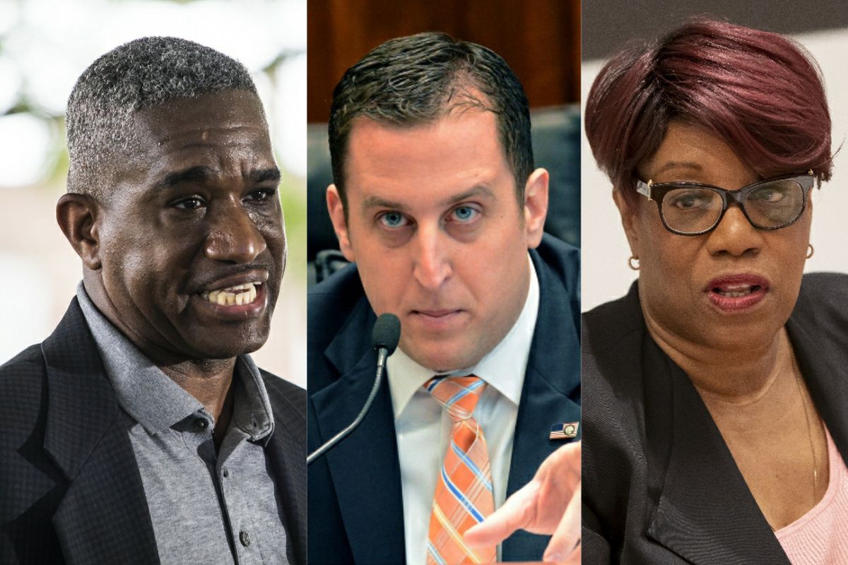 Ald. David Moore (17th), left, last year; State Sen. Michael Hastings, center, in 2015; Ald. Pat Dowell (3rd), right, in 2019.