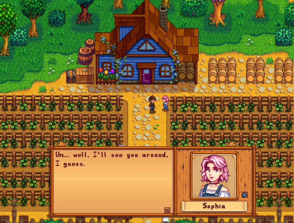 Sophia’s farm, in Stardew Valley Expanded — this new character is introduced in the mod.