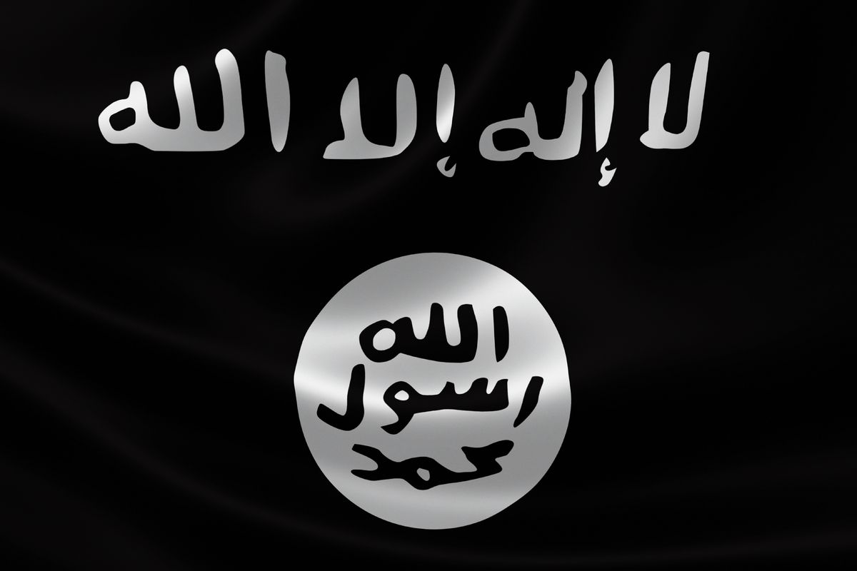 Flag of Islamic State of Iraq and the Levant, a Salafi jihadi extremist militant group and self-proclaimed caliphate and Islamic state which is led by Sunni Arabs from Iraq and Syria. Dated 2015.