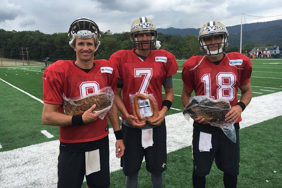 The New Orleans Saints with their Salt Lick winnings from 2016