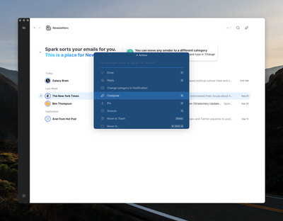 A screenshot of the Spark inbox, with several newsletters bundled together.