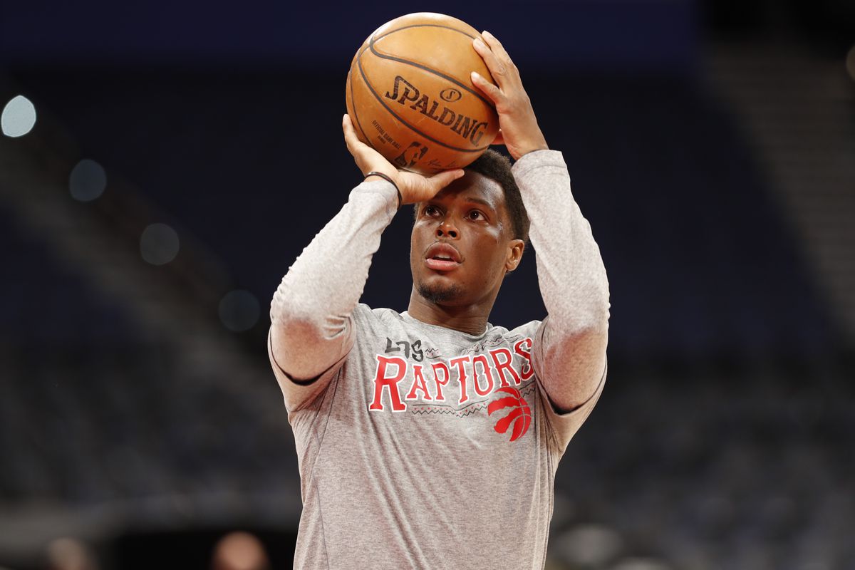 Kyle Lowry of the Toronto Raptors warms up prior to the game against the Atlanta Hawks on March 11, 2021 at Amalie Arena in Tampa, Florida.