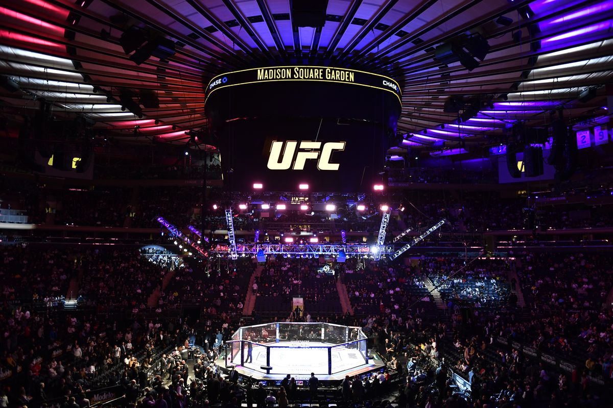 A general view of the Octagon during the UFC 268 event at Madison Square Garden on November 06, 2021 in New York City.