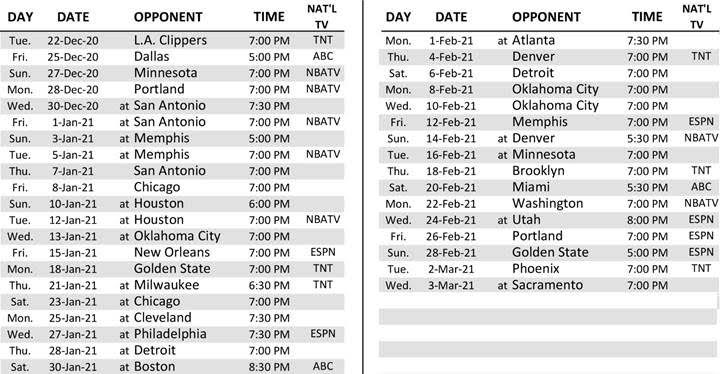 Los Angeles Lakers Schedule 2022 Lakers Release First Half Of 2020-21 Nba Schedule - Silver Screen And Roll