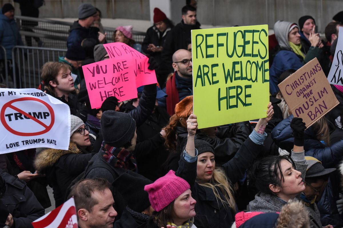 Protestors Rally At JFK Airport Against Muslim Immigration Ban