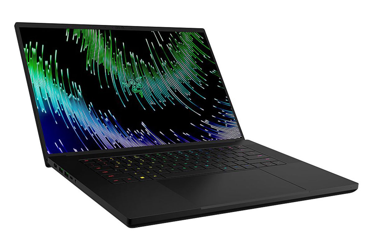 An image showing a side view of the Razer Blade 16 gaming laptop