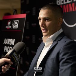 Aaron Pico fields questions at Bellator 206 media day in San Jose, Calif.