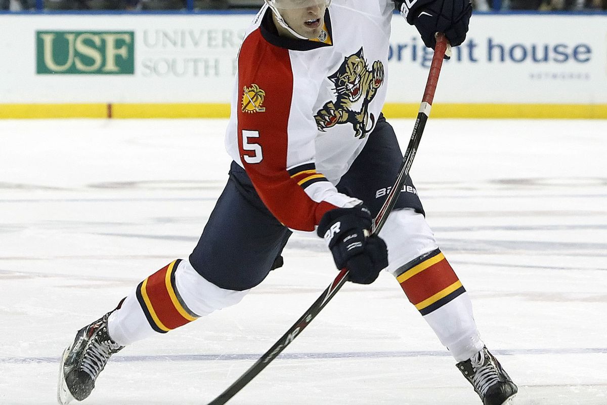 Rookie Aaron Ekblad notched his first pro point (1 A) Thursday at Tampa Bay.