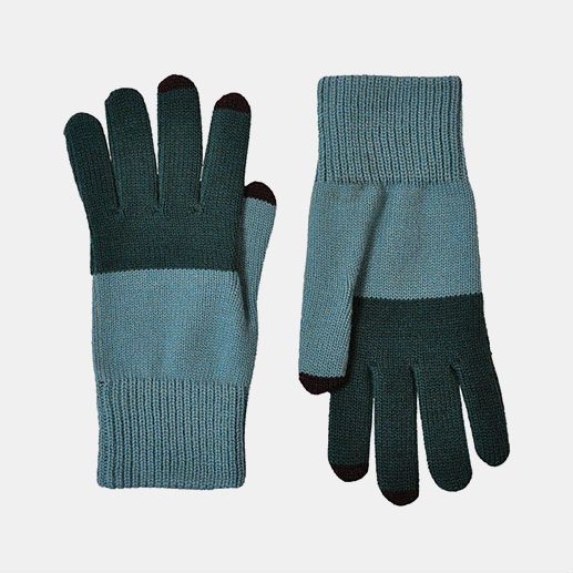 Blue and green Color blocked gloves.