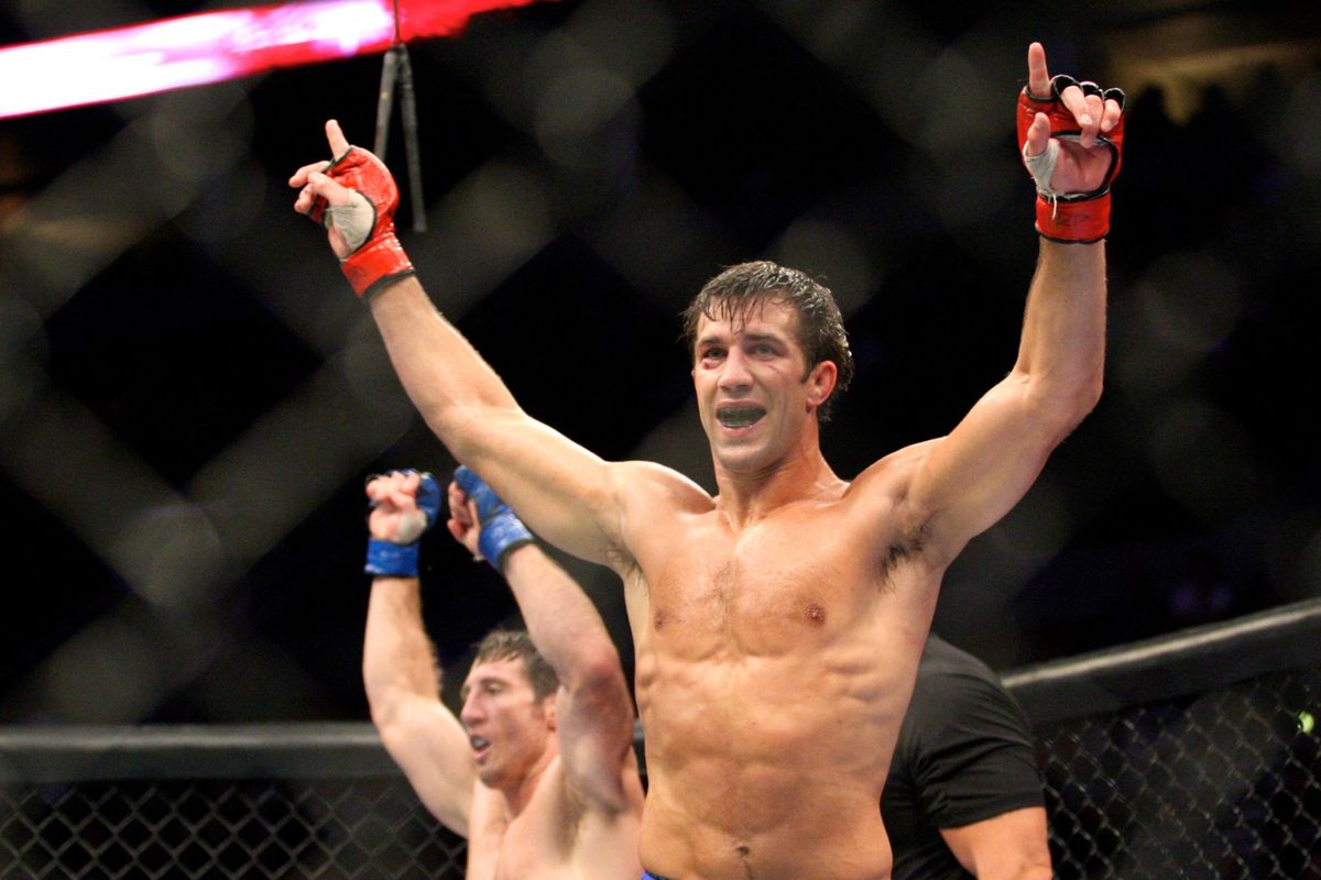 July 14, 2012; Portland, OR, USA; Luke Rockhold celebrates his win over Tim Kennedy in the middleweight championship fight at MMA Strikeforce at the Rose Garden Arena. Mandatory Credit: Scott Olmos-US PRESSWIRE