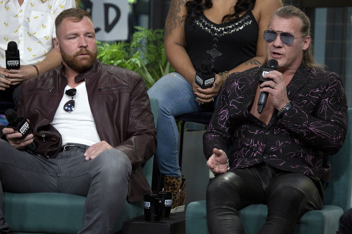 Jon Moxley and Chris Jericho visit Build Studio on October 04, 2019 in New York City.