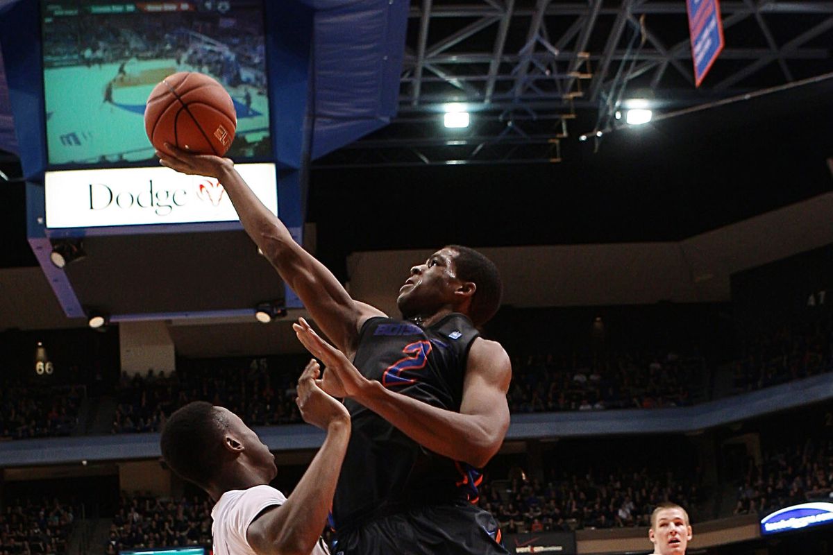 Outstanding BSU guard Derrick Marks glides to the rim.