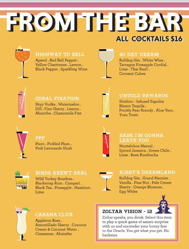 Spare Room cocktails