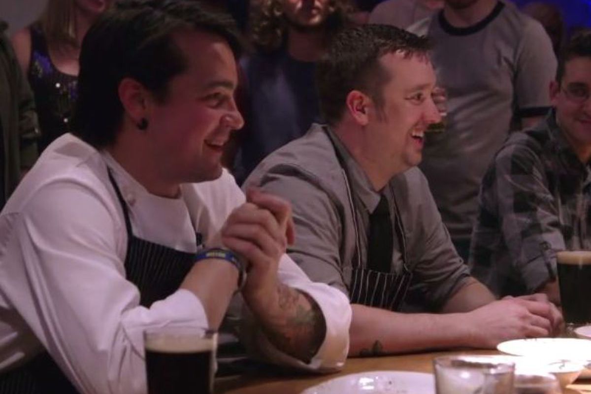 Chefs Patrick McKee and Ben Bettinger (from an episode of Esquire TV's "Knife Fight" last spring)