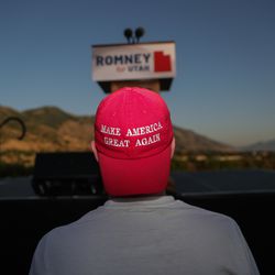 Chris Hoskins, of Provo, gets ready for Mitt Romney's primary election night party in Orem on Tuesday, June 26, 2018. Romney beat state Rep. Mike Kennedy, R-Alpine, in the U.S. Senate race.