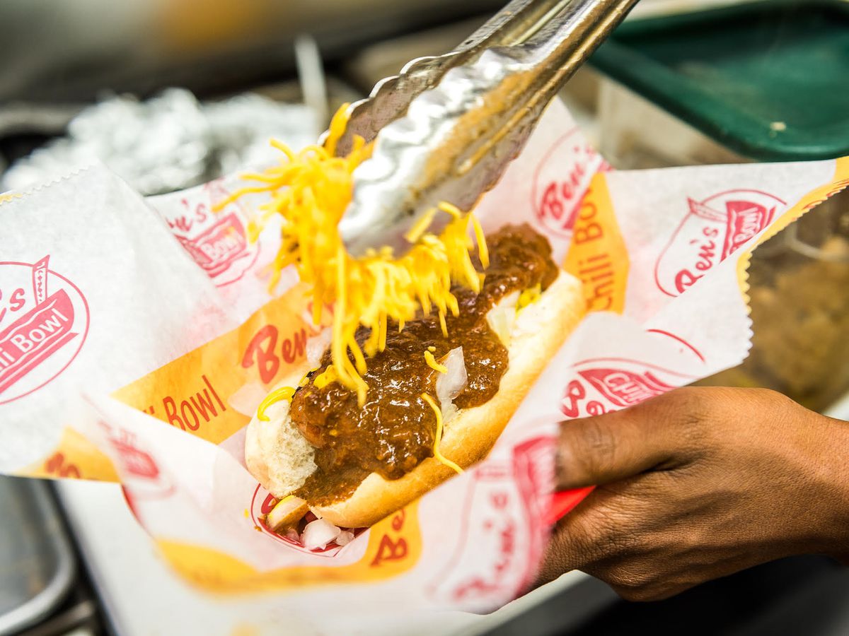 A half-smoke from Ben’s Chili Bowl.