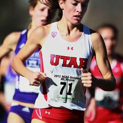 University of Utah track athlete Amanda Mergaert runs on April 12, 2013 in Salt Lake City, Utah.