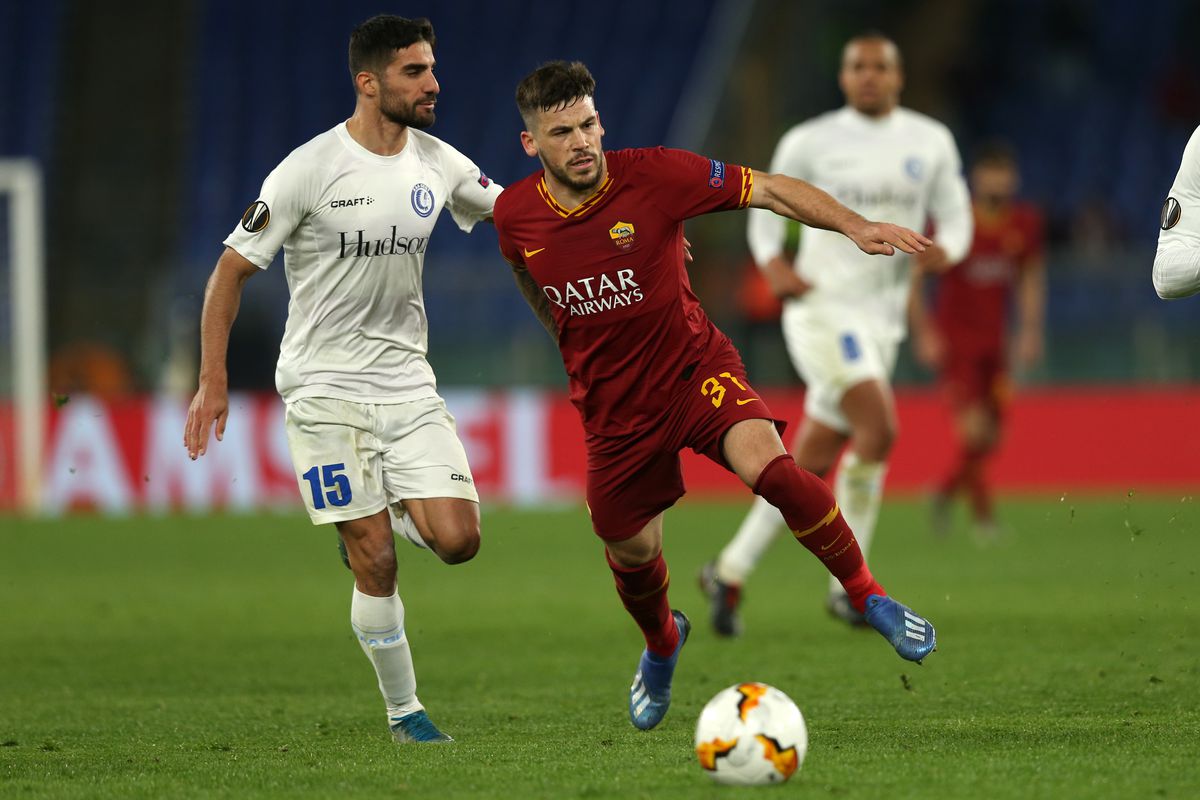 Carles Perez (Roma) in action during the Europa League match...