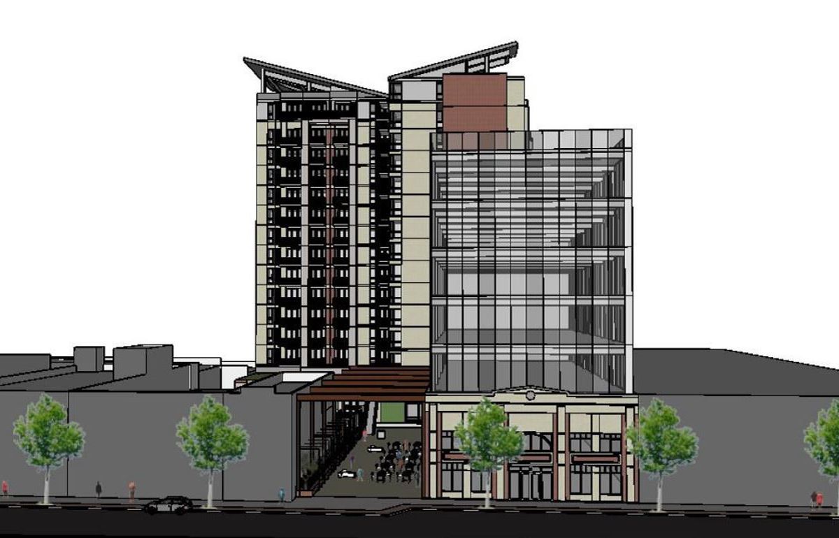 A rendering of an apartment building.