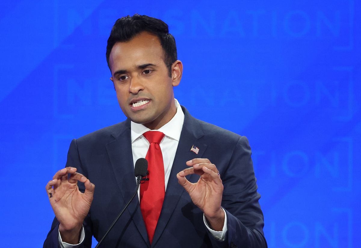 Republican presidential candidateVivek Ramaswamy participates in the NewsNation Republican Presidential Primary Debate at the University of Alabama Moody Music Hall on December 6, 2023 in Tuscaloosa, Alabama.&nbsp;