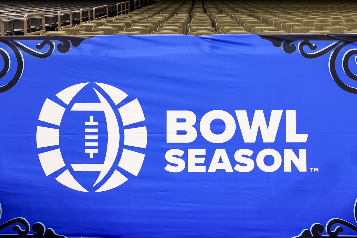 A detailed view of a banner with the Bowl Season logo before the 2022 Sugar Bowl between the Baylor Bears and the Mississippi Rebels at Caesars Superdome.