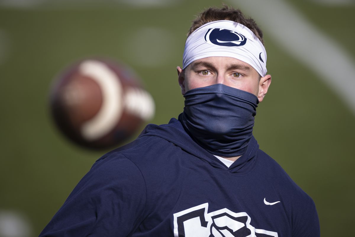 Robbie Dwyer #39 of the Penn State Nittany Lions warms up before the game against the Maryland Terrapins at Beaver Stadium on November 7, 2020 in State College, Pennsylvania.