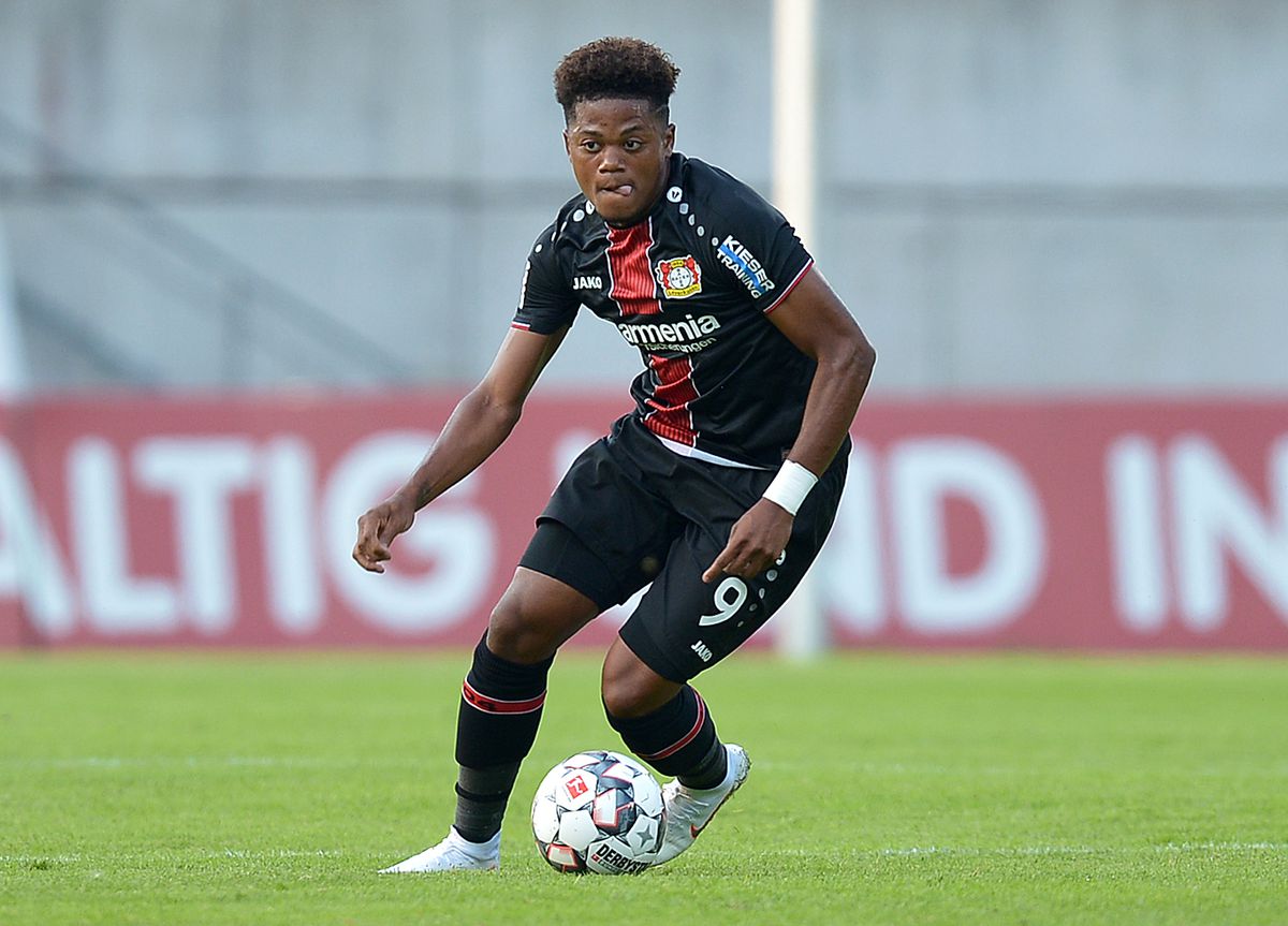 WUPPERTAL, GERMANY - JULY 24: Leon Bailey of Leverkusen controls the ball during the Friendly match between Wuppertaler SV and Bayer 04 Leverkusen on July 24, 2018 in Wuppertal, Germany.